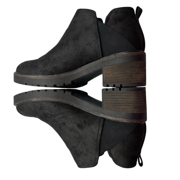 Crown Vintage Chelsea Size 11 Chunky Heel Ankle Boots Booties Black Slip On - Picture 12 of 15